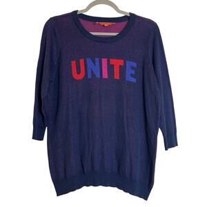 ModCloth Unite Novelty Print 3/4 Sleeve Sweater Size XL Multicolor Cotton Modal